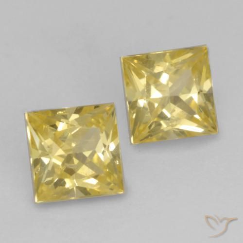 Gemas de Zafiro Amarillo medio natural de 0.59 ct, Cuadrado, VS