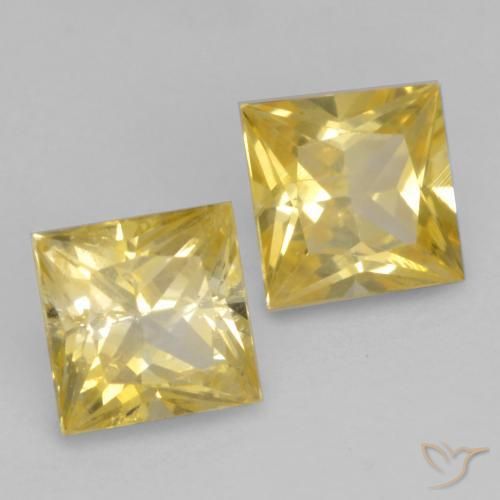Gemas de Zafiro Amarillo toscana natural de 0.76 ct, Cuadrado, VS