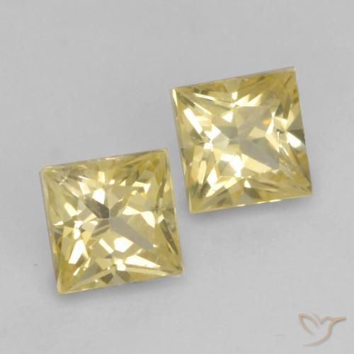 Gemas de Zafiro Dorado claro natural de 0.44 ct, Cuadrado, VS