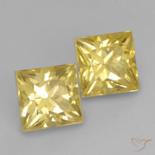 Gemas de Zafiro Amarillo medio natural de 0.73 ct, Cuadrado, VS