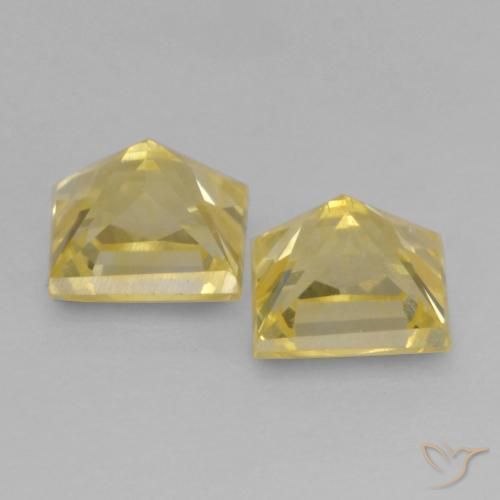 Gemas de Zafiro Amarillo medio natural de 0.73 ct, Cuadrado, VS