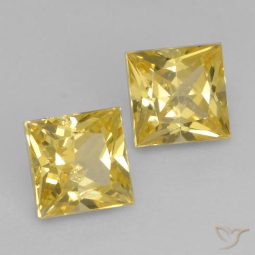 Gemas de Zafiro Amarillo medio natural de 0.63 ct, Cuadrado, VS