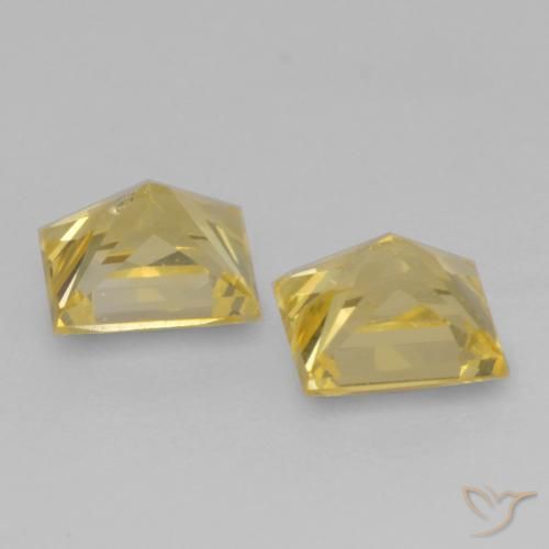 Gemas de Zafiro Amarillo medio natural de 0.63 ct, Cuadrado, VS
