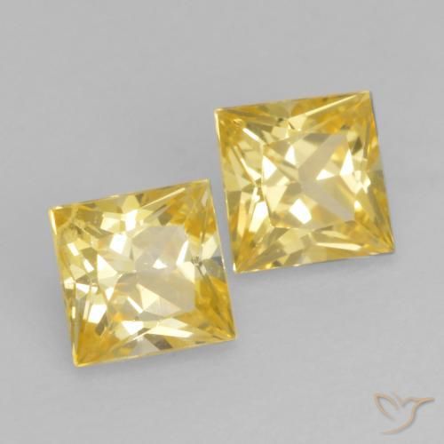 Gemas de Zafiro Amarillo medio natural de 0.60 ct, Cuadrado, VS