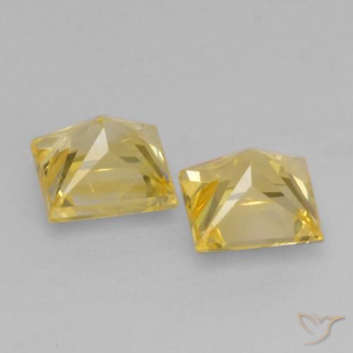 Gemas de Zafiro Amarillo medio natural de 0.60 ct, Cuadrado, VS