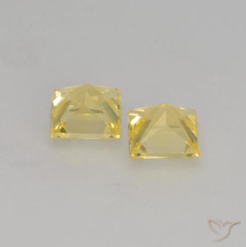 Gemas de Zafiro Amarillo claro medio natural de 0.59 ct, Cuadrado, VVS-VS