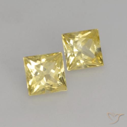 Gemas de Zafiro Amarillo toscana natural de 0.64 ct, Cuadrado, VVS-VS