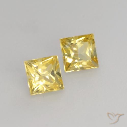 Gemas de Zafiro Amarillo toscana natural de 0.53 ct, Cuadrado, VVS-VS