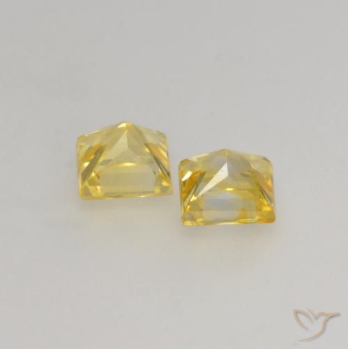 Gemas de Zafiro Amarillo toscana natural de 0.53 ct, Cuadrado, VVS-VS