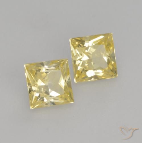 Gemas de Zafiro Amarillo claro medio natural de 0.71 ct, Cuadrado, VVS-VS
