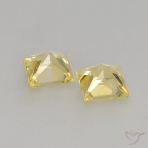 Gemas de Zafiro Amarillo claro medio natural de 0.71 ct, Cuadrado, VVS-VS