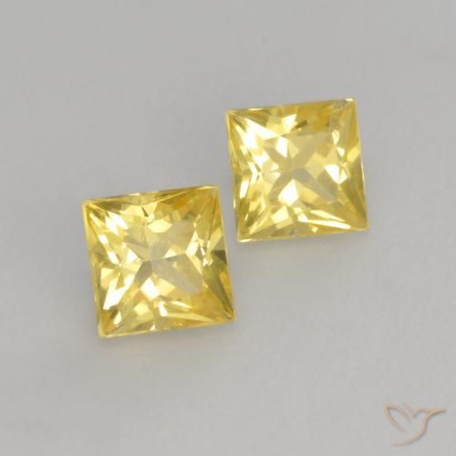 Gemas de Zafiro Amarillo toscana natural de 0.66 ct, Cuadrado, VVS-VS
