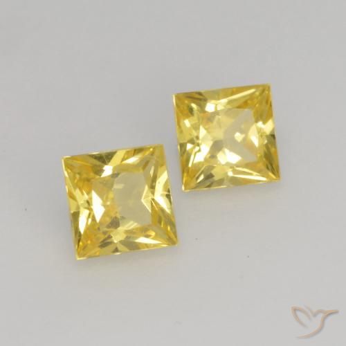Gemas de Zafiro Amarillo medio natural de 0.58 ct, Cuadrado, VVS-VS