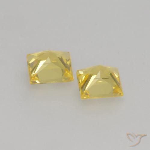 Gemas de Zafiro Amarillo medio natural de 0.58 ct, Cuadrado, VVS-VS
