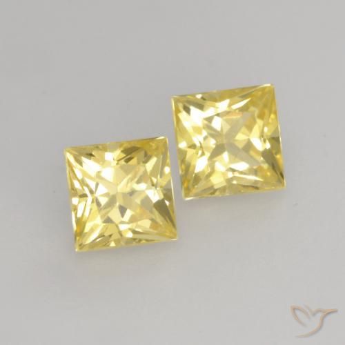 Gemas de Zafiro Amarillo claro medio natural de 0.69 ct, Cuadrado, VVS-VS