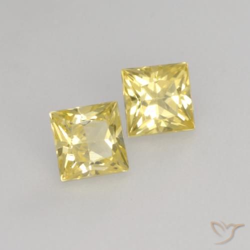 Gemas de Zafiro Amarillo toscana natural de 0.51 ct, Cuadrado, VVS-VS