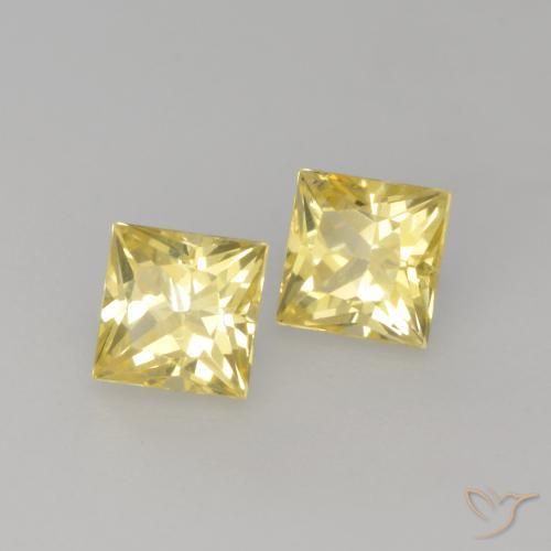 Gemas de Zafiro Amarillo claro medio natural de 0.57 ct, Cuadrado, VVS-VS