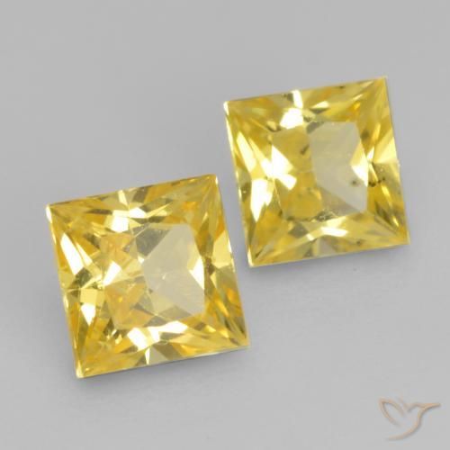 Gemas de Zafiro Amarillo púrpura natural de 0.64 ct, Cuadrado, VVS-VS