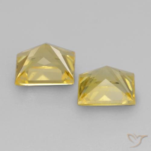 Gemas de Zafiro Amarillo púrpura natural de 0.64 ct, Cuadrado, VVS-VS