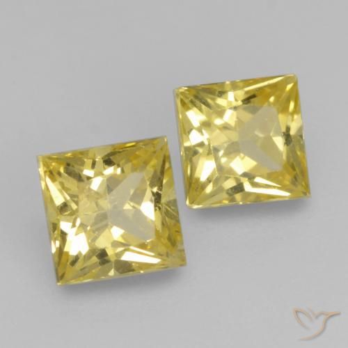 Gemas de Zafiro Amarillo medio natural de 0.64 ct, Cuadrado, VVS-VS