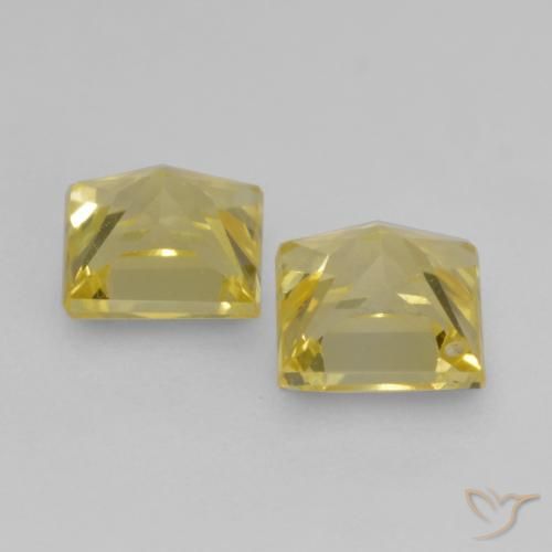 Gemas de Zafiro Amarillo medio natural de 0.64 ct, Cuadrado, VVS-VS