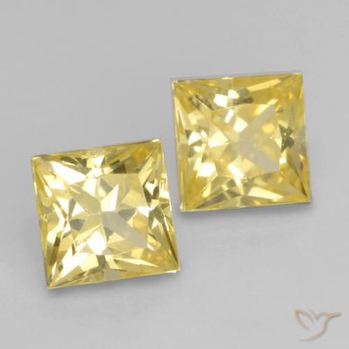 Gemas de Zafiro Amarillo toscana natural de 0.71 ct, Cuadrado, VVS-VS