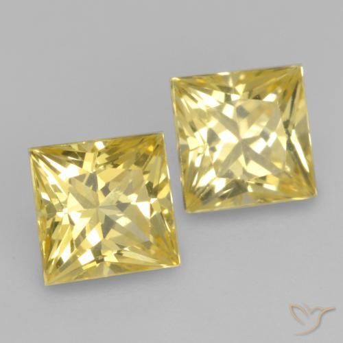 Gemas de Zafiro Amarillo medio natural de 0.73 ct, Cuadrado, VVS-VS