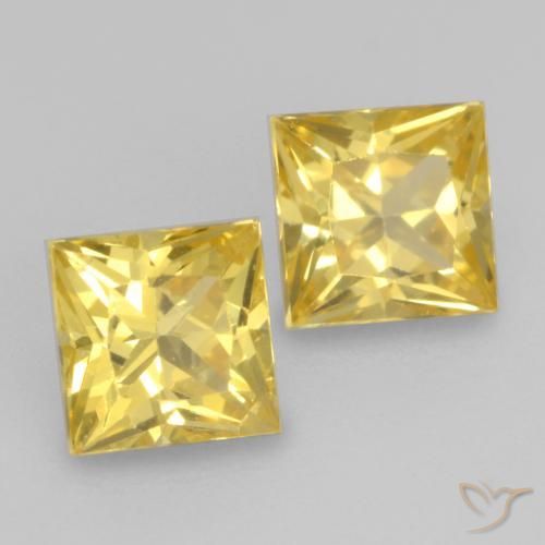 Gemas de Zafiro Amarillo toscana natural de 0.74 ct, Cuadrado, VVS-VS