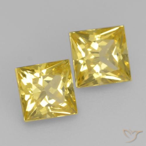 Gemas de Zafiro Amarillo medio natural de 0.68 ct, Cuadrado, VVS-VS