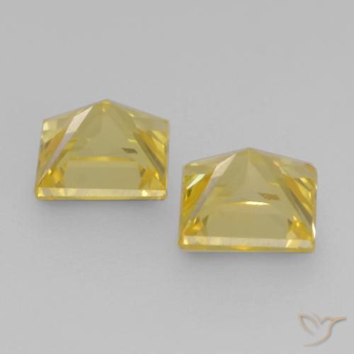 Gemas de Zafiro Amarillo medio natural de 0.68 ct, Cuadrado, VVS-VS