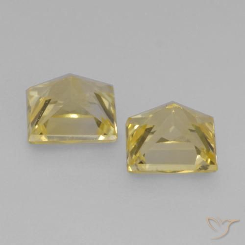 Gemas de Zafiro Amarillo claro medio natural de 0.59 ct, Cuadrado, VVS-VS