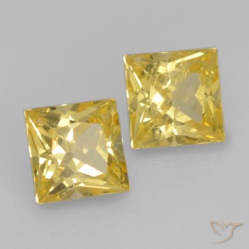 Gemas de Zafiro Amarillo toscana natural de 0.65 ct, Cuadrado, VS