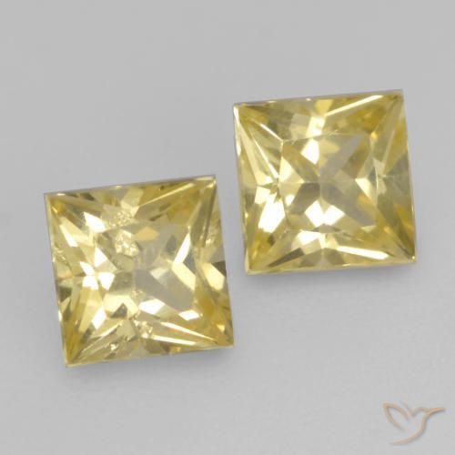 Gemas de Zafiro Amarillo toscana natural de 0.49 ct, Cuadrado, VS