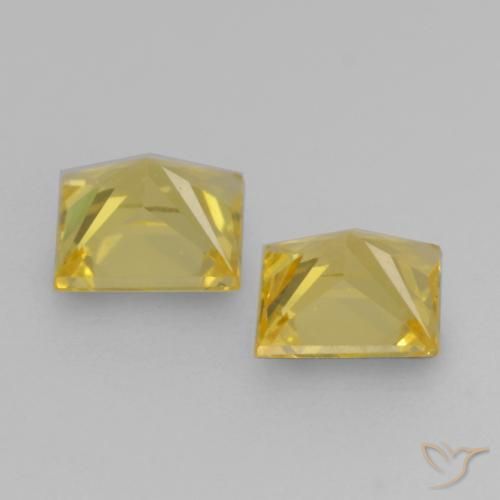 Gemas de Zafiro Amarillo medio natural de 0.55 ct, Cuadrado, VVS-VS