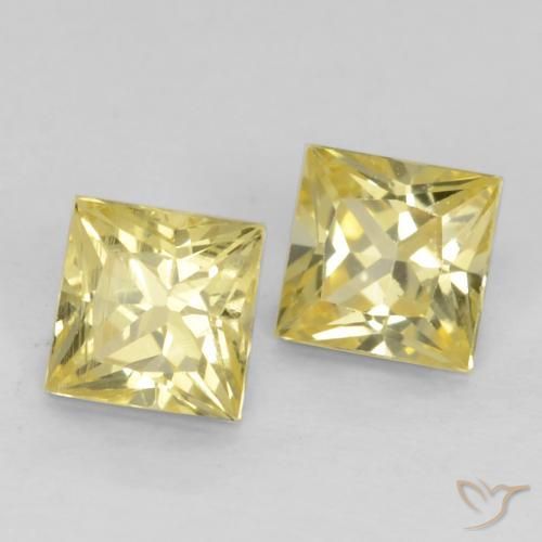 Gemas de Zafiro Amarillo toscana natural de 0.64 ct, Cuadrado, VVS-VS