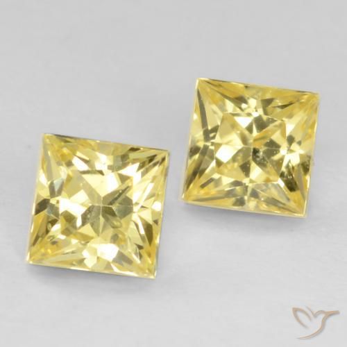 Gemas de Zafiro Amarillo toscana natural de 0.64 ct, Cuadrado, VVS-VS