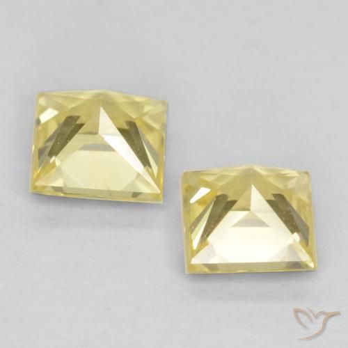 Gemas de Zafiro Amarillo toscana natural de 0.64 ct, Cuadrado, VVS-VS