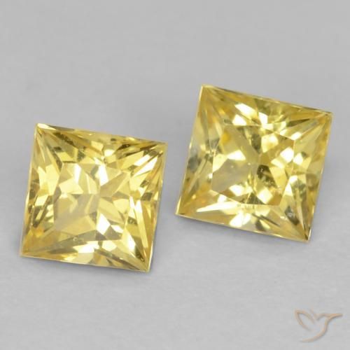 Gemas de Zafiro Amarillo toscana natural de 0.68 ct, Cuadrado, VVS-VS