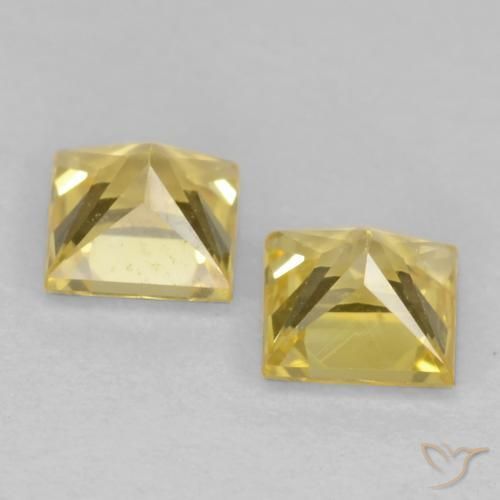 Gemas de Zafiro Amarillo toscana natural de 0.68 ct, Cuadrado, VVS-VS