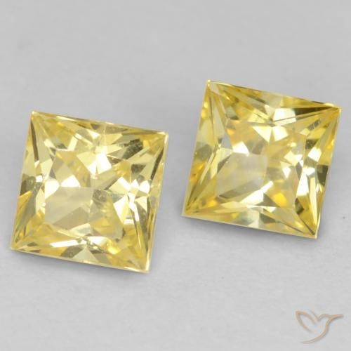 Gemas de Zafiro Amarillo medio natural de 0.70 ct, Cuadrado, VVS-VS