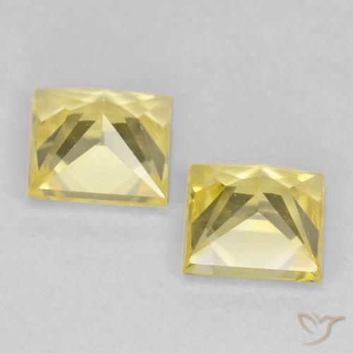 Gemas de Zafiro Amarillo medio natural de 0.70 ct, Cuadrado, VVS-VS