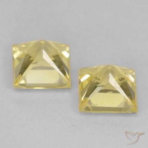Gemas de Zafiro Amarillo claro medio natural de 0.77 ct, Cuadrado, VVS-VS