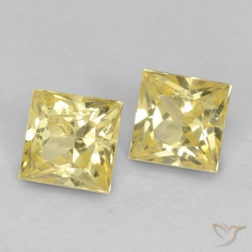 Gemas de Zafiro Amarillo claro medio natural de 0.41 ct, Cuadrado, VVS-VS
