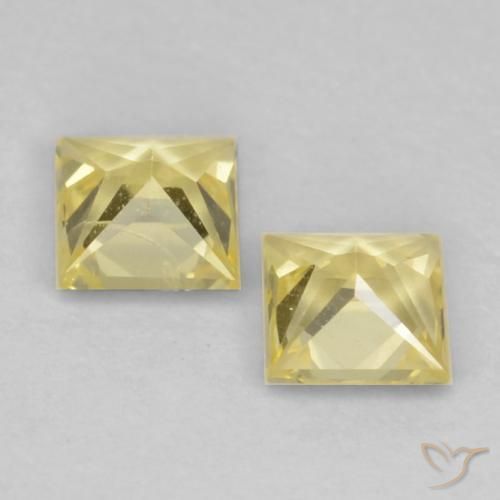 Gemas de Zafiro Amarillo claro medio natural de 0.41 ct, Cuadrado, VVS-VS