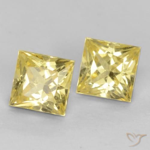 Gemas de Zafiro Amarillo claro medio natural de 0.68 ct, Cuadrado, VVS-VS