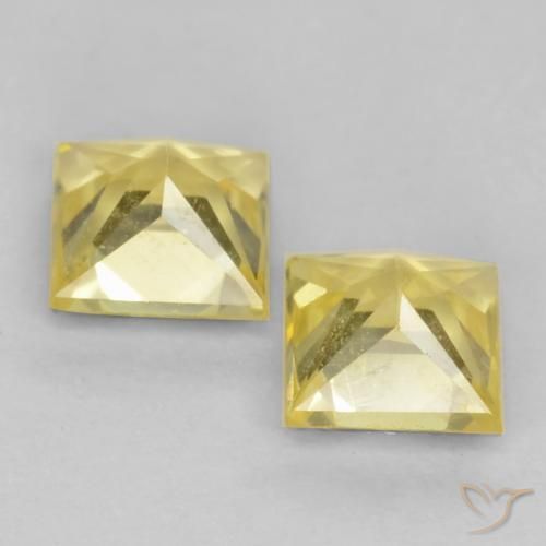 Gemas de Zafiro Amarillo claro medio natural de 0.68 ct, Cuadrado, VVS-VS