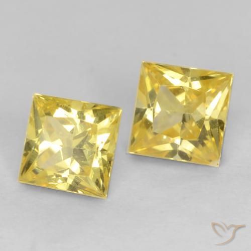 Gemas de Zafiro Amarillo medio natural de 0.61 ct, Cuadrado, VVS-VS