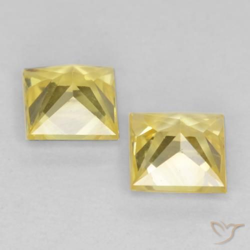 Gemas de Zafiro Amarillo medio natural de 0.61 ct, Cuadrado, VVS-VS