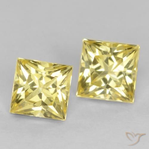 Gemas de Zafiro Amarillo toscana natural de 0.70 ct, Cuadrado, VVS-VS