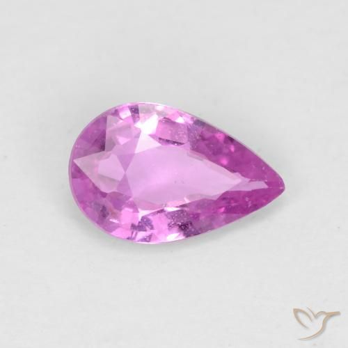 Zafiro Púrpura rosáceo intenso natural de 0.50 ct, En forma de pera, VVS-VS